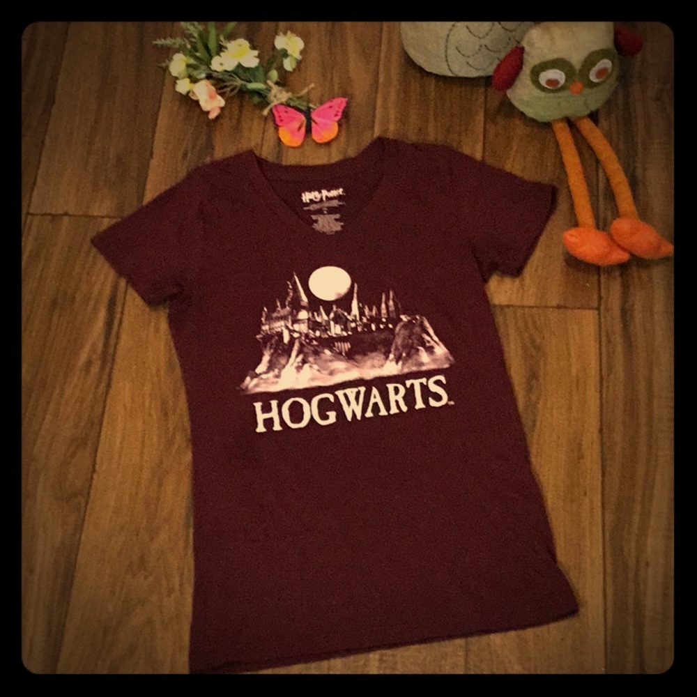 Harry Potter Hogwarts V-neck Fitted Graphic Tee